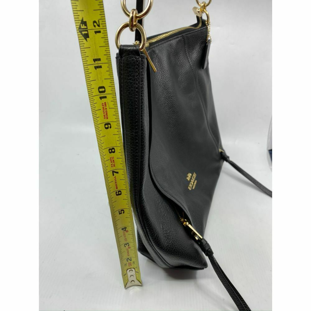 Coach Black Leather Classic Tote Bag Multiple Compartments
