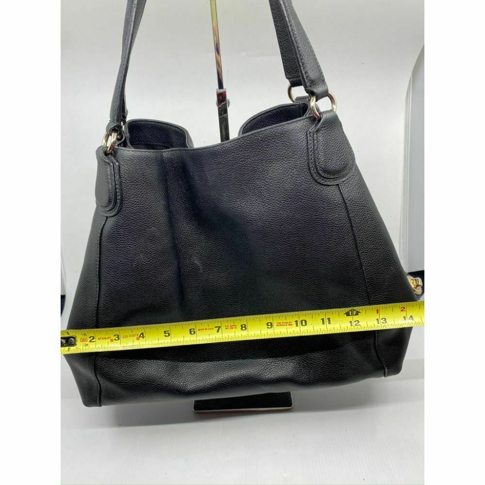 Coach Black Leather Classic Tote Bag Multiple Compartments