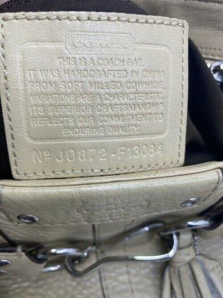 coach medium beige leather shoulder bag