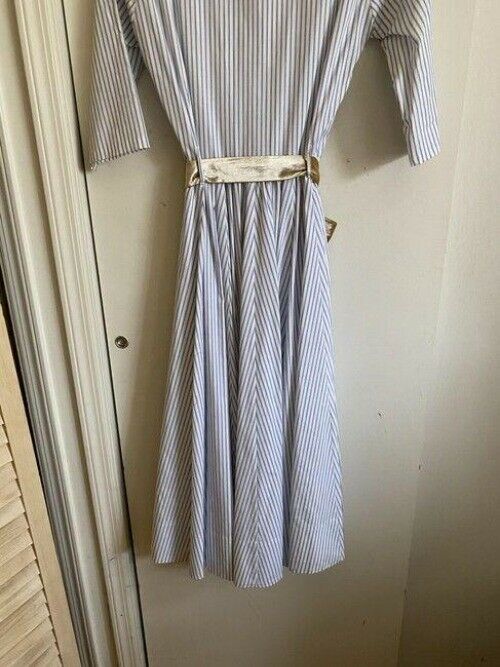 Kate Spade Blue White Nwot Collared Stripe Small Long Casual Maxi Dress