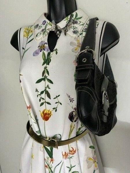 coach medium material black gray fabric shoulder bag