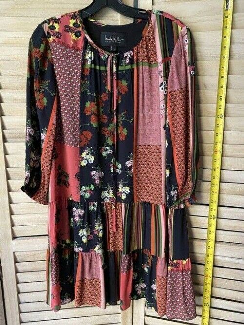 Nicole Miller Black Red Pink New Floral Msrp Short Casual Dress