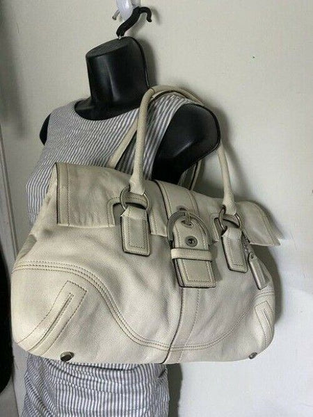 coach medium bag handbag off white leather shoulder bag