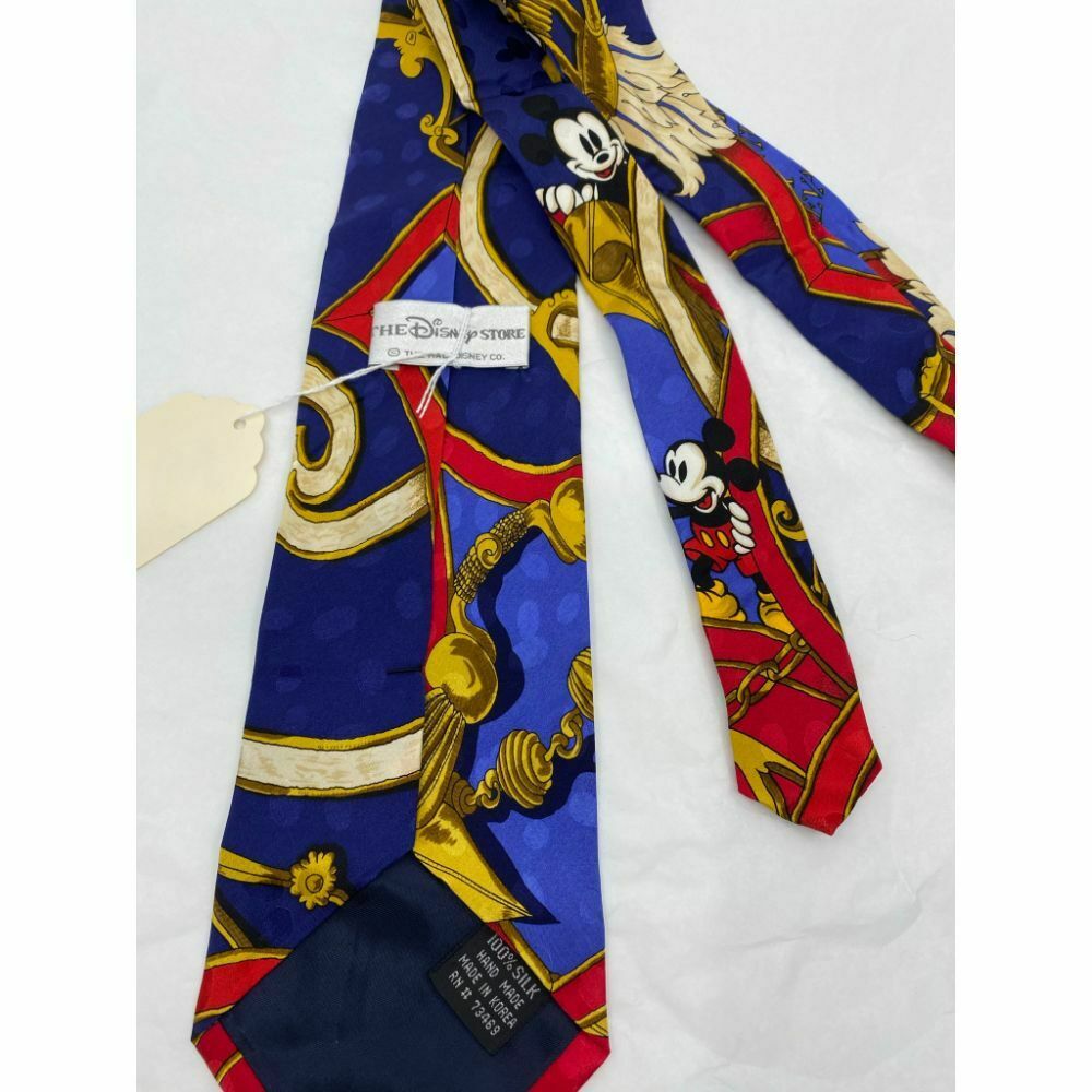 MICKEY MOUSE Disney Neck Tie Blue Red Orange Hand Made 100% Silk