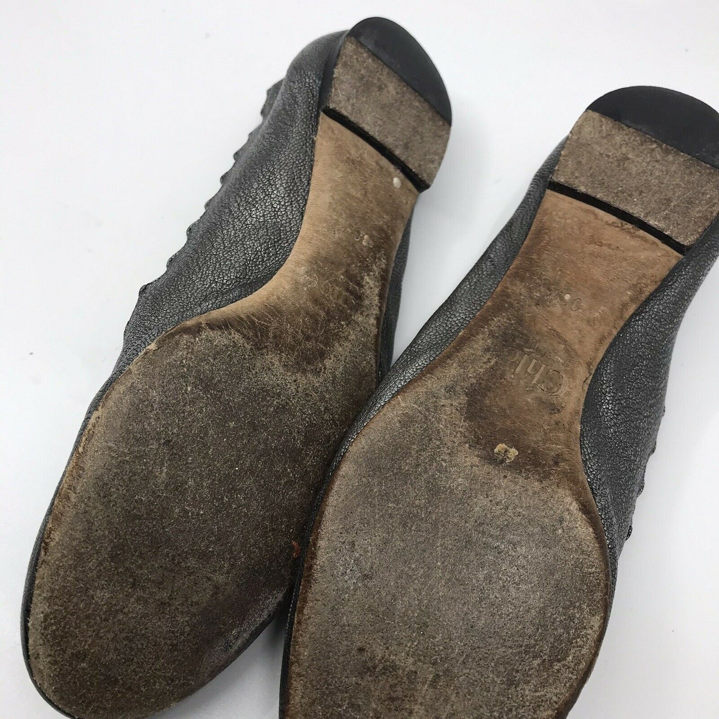 CHLOE Silver Scallop Ballet Flats 6.5
