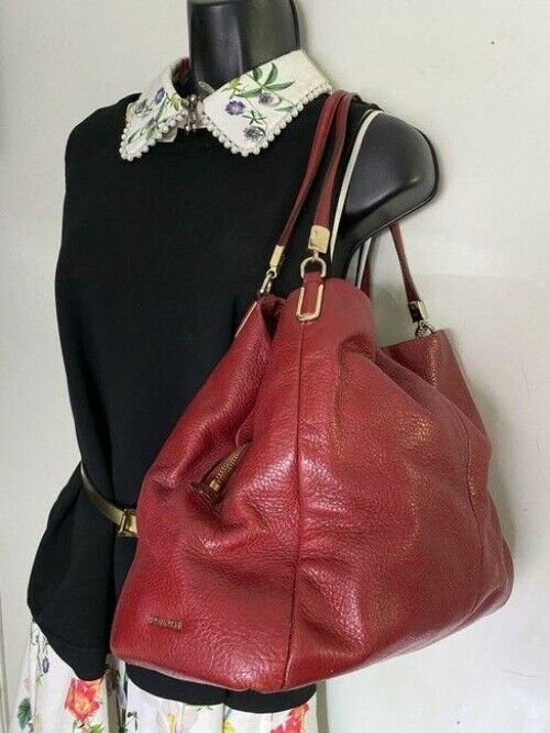 coach large red leather shoulder bag