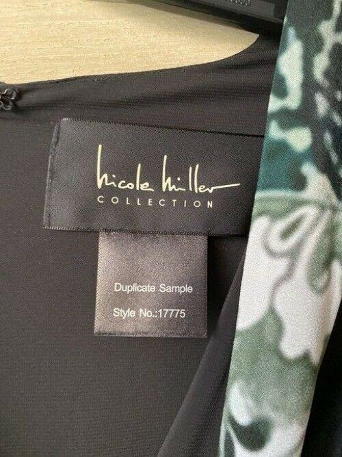 Nicole Miller black teal white msrp long casual maxi dress