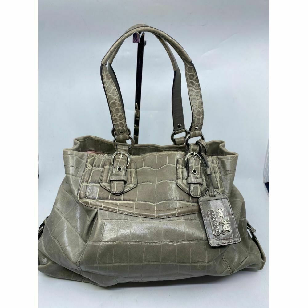 COACH Animal Embossed Leather Gray Shoulder Bag Amazing!