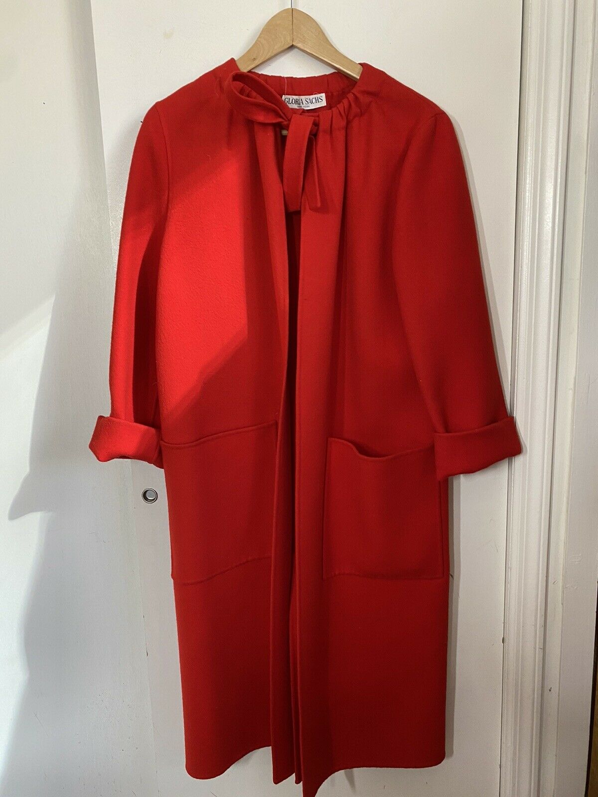 GLORIA SACHS New york Red Long  Coat Small
