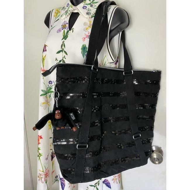 KIPLING XL Fabric Tote Bag Gray Silver