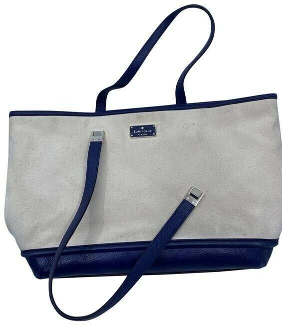 kate spade cream blue fabric shoulder bag