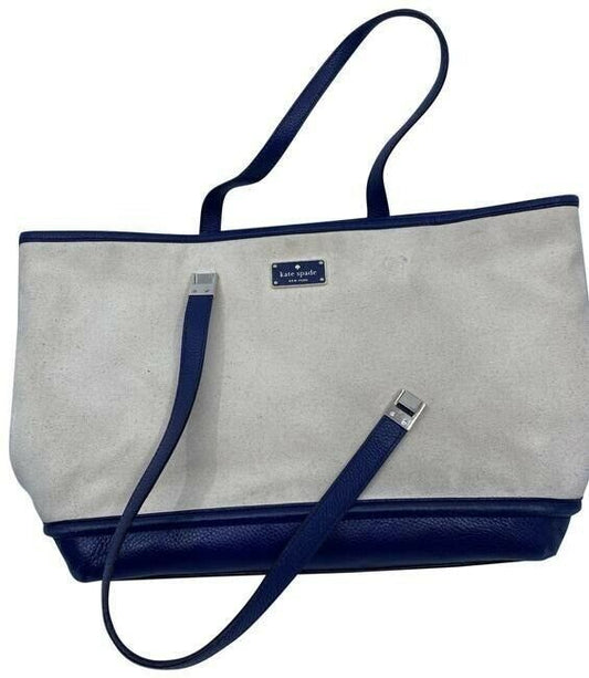 kate spade cream blue fabric shoulder bag