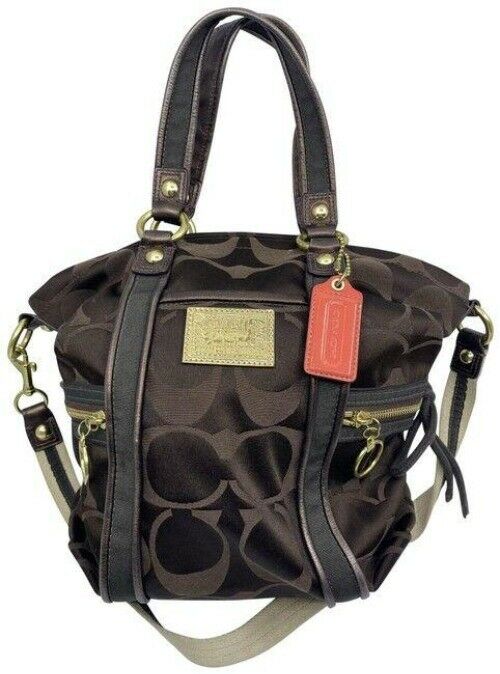 coach msrp brown fabric cross body bag