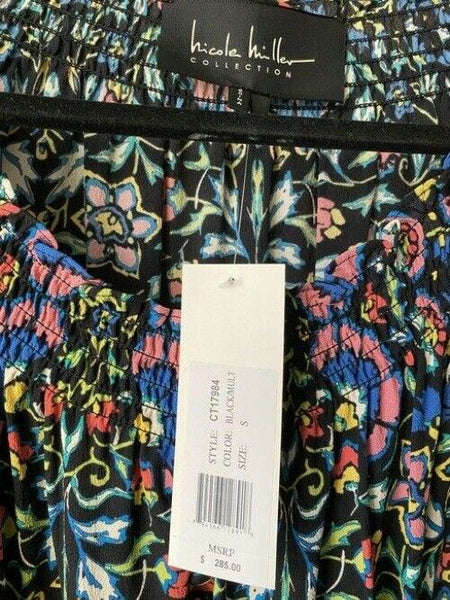 Nicole Miller Black Blue Green Small Msrp Blouse