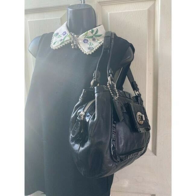 COACH Large Black Leather Shoulder Bag