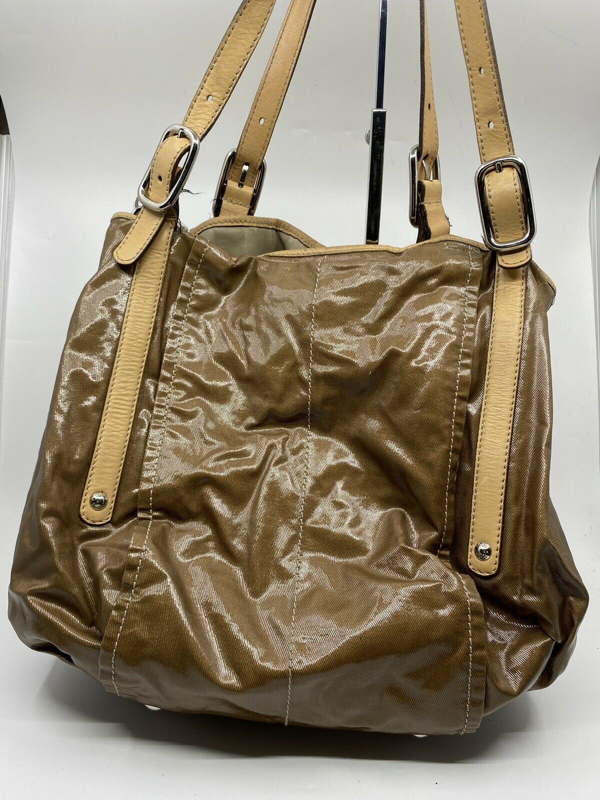 TOD’S Large Laminated Fabric  Tote Bag W/ Strap