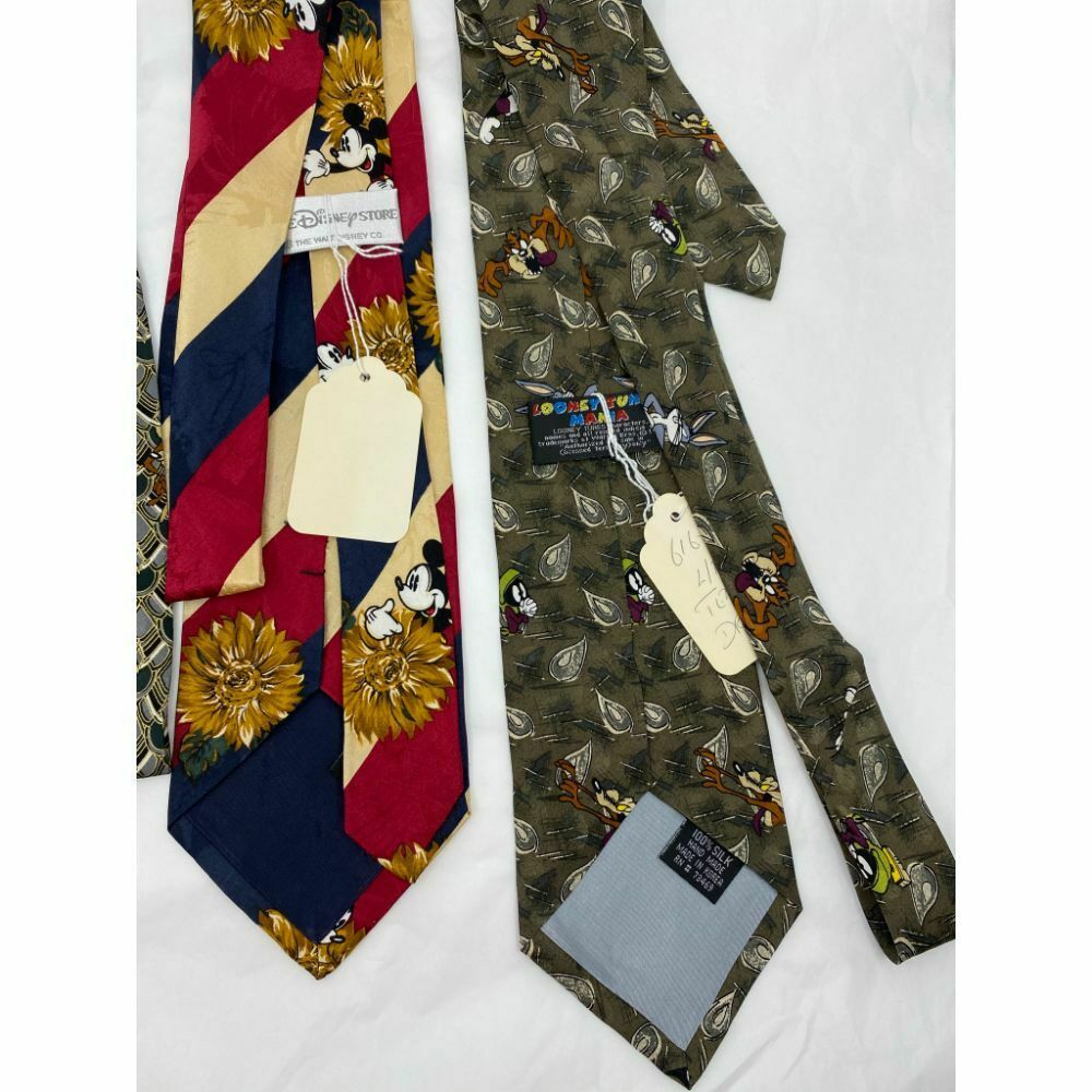 New Lot of 3 Neck tie Disney, Looney Tunes Olive Green Red Total Msrp 75