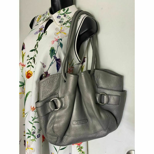 COLE HAAN Gray Large Leather Tote/ Shoulder Bag Msrp 350