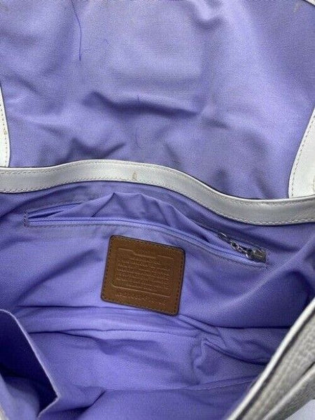 coach medium bag handbag white brown leather shoulder bag