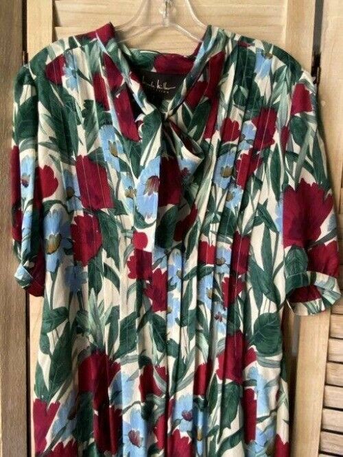 nicole miller blue red floral msrp long casual maxi dress