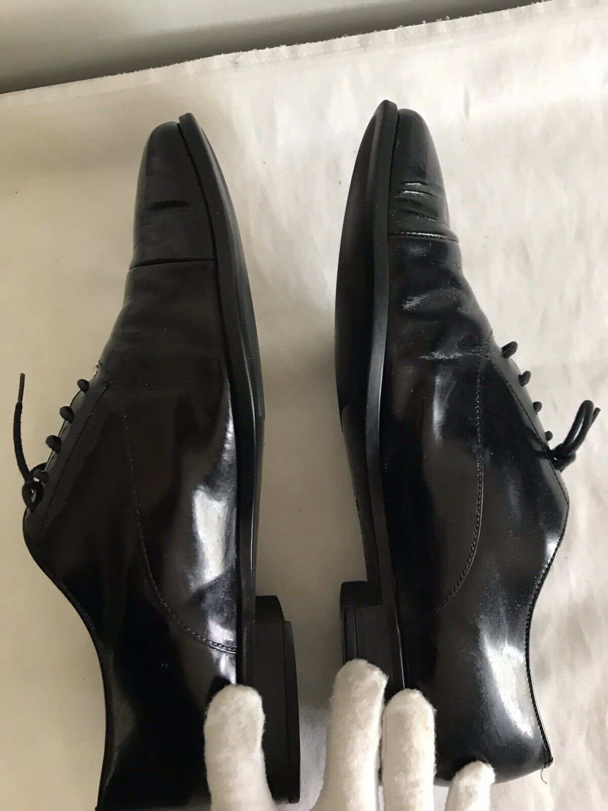Prada Black Leather Lace-Up Oxfords