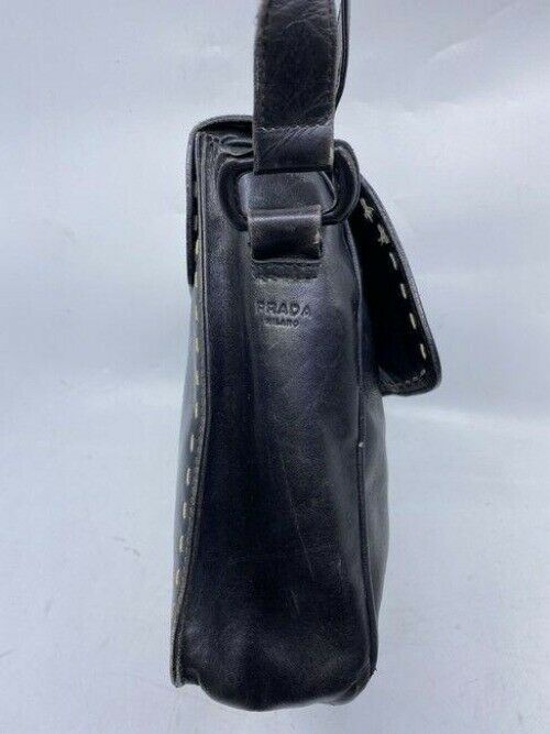 prada vintage black leather cross body bag