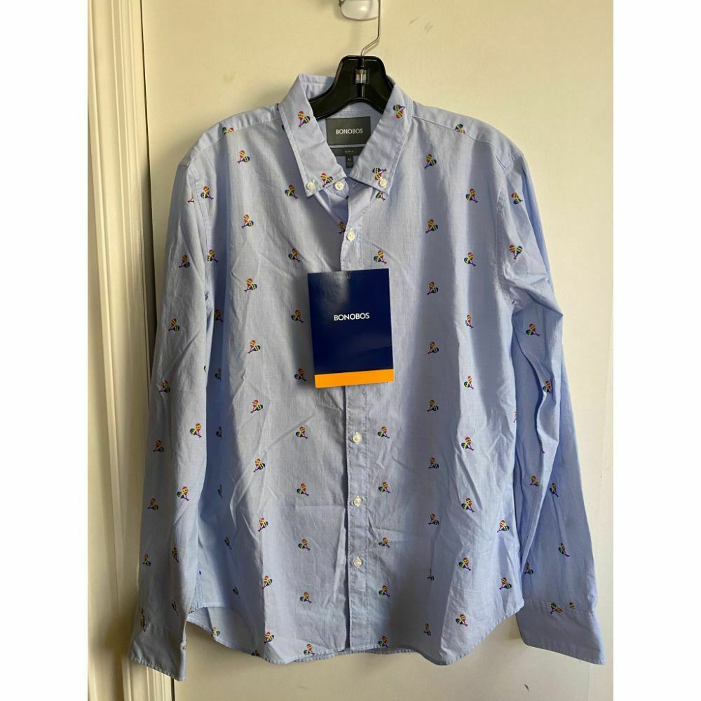 BONOBOS Light Blue Printed Long Sleeve Button Down Shirt Size M