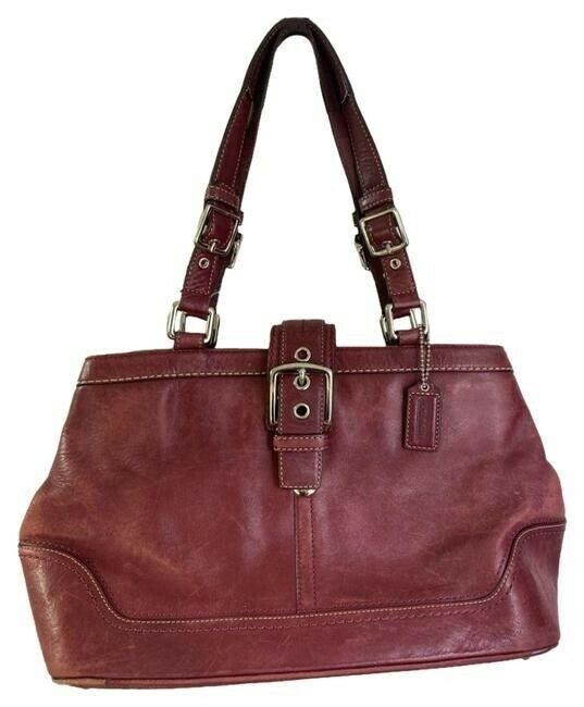 COACH Large Burgundy Leather Shoulder Bag