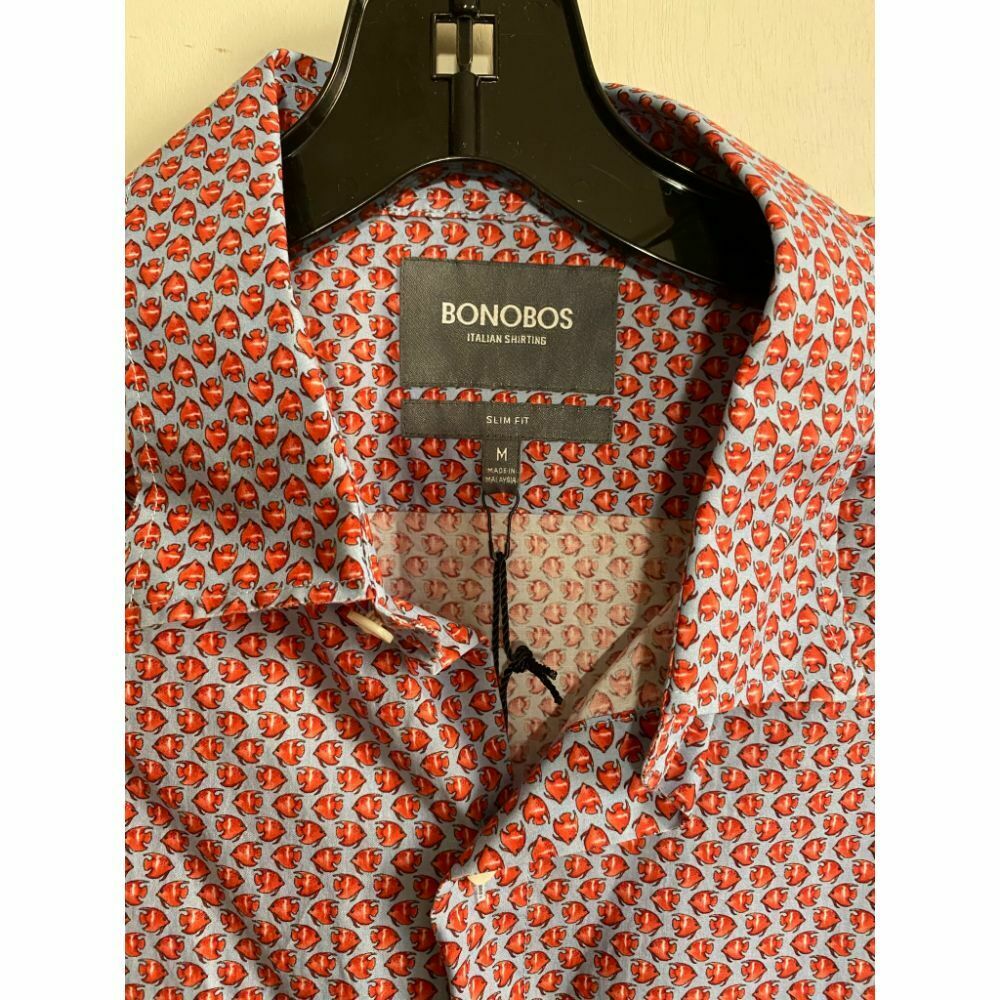 BONOBOS Gray Red Printed Long Sleeve Button Down Shirt Size M