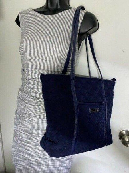 Vera Bradley Large Quilted Navy Blue Shoulder Bag