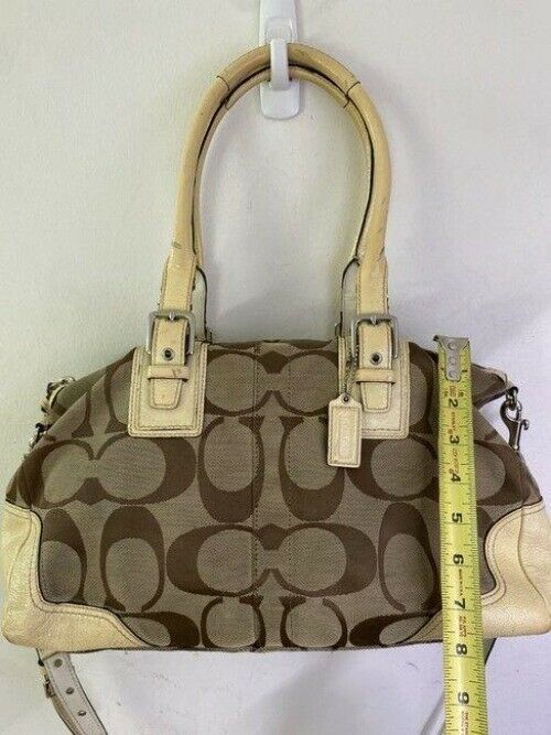 coach bag cream black fabric tote