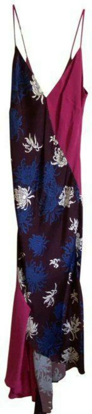 Cushnie Et Ochs Pink Brown Blue White Spaghetti Strap Silk Small Msrp