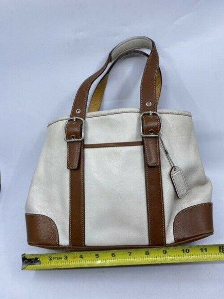 coach white brown leather shoulder bag