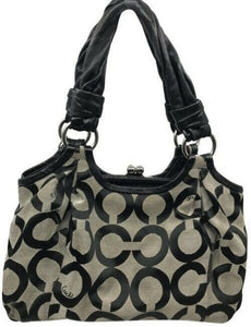 Coach Triple Compartment Style Large Blackgray Fabric Tote