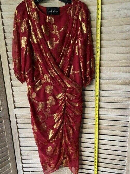 nicole miller red gold msrp long casual maxi dress