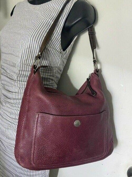 coach medium bag handbag maroon leather shoulder bag