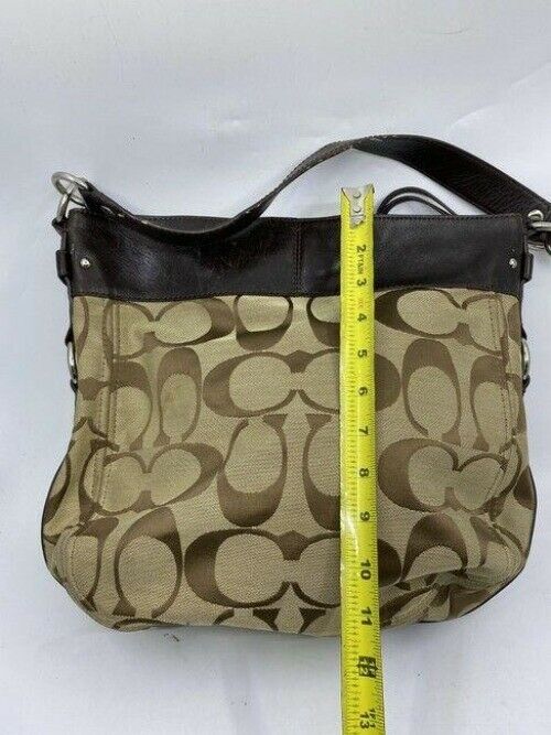 coach brown beige fabric shoulder bag