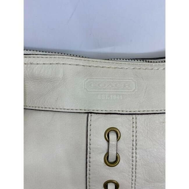 coach medium w adjustable strap white leather cross body bag