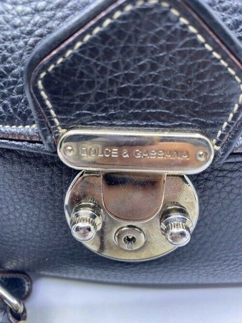Dolce And Gabbana Miss Catch Fold Over Tote Black Leather Cross Body Bag