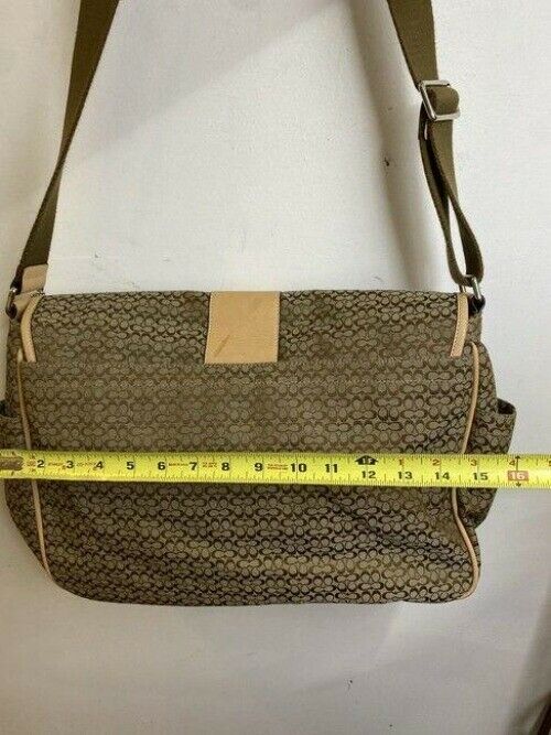 coach xl all over logo cream brown jacquard fabric messenger bag