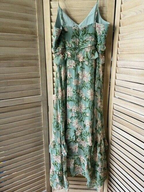nicole miller green pink floral msrp long casual maxi dress