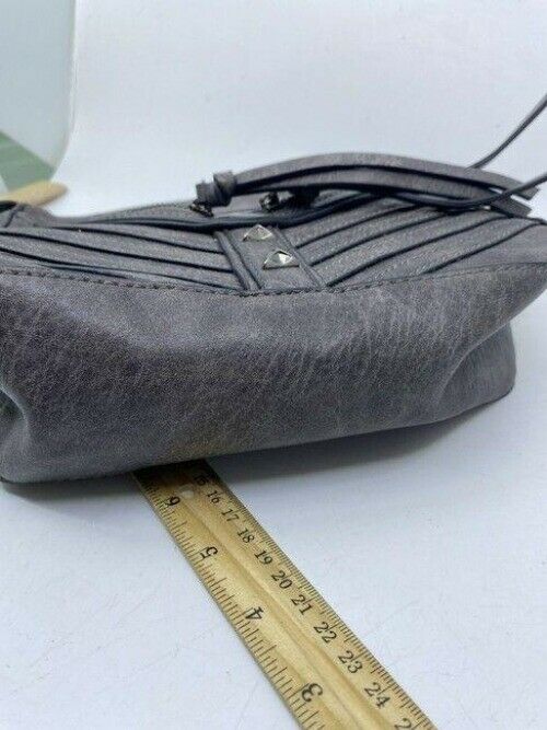 mms design studio zipper gray leather cross body bag