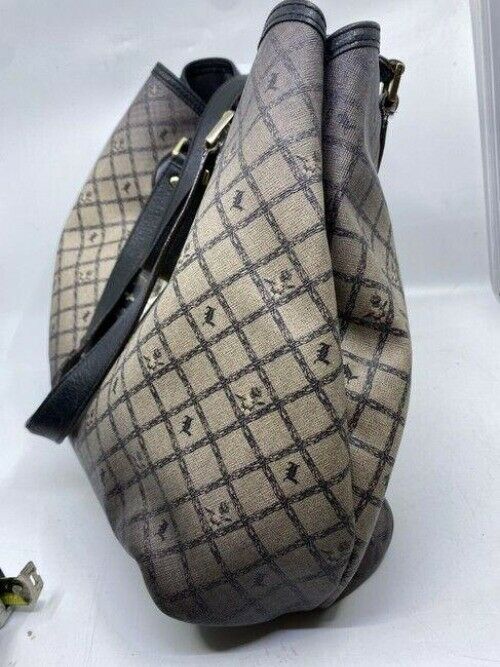 lamb shopping xl l black tan coated canvas tote