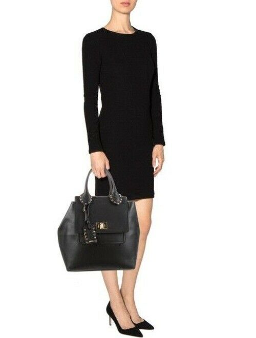 Emilio Pucci Medium City Marquise Top Handle Black Leather Shoulder Bag