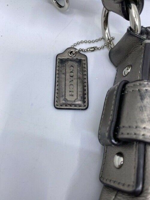 Coach Front Chain Gun Metal Leather Cross Body Bag