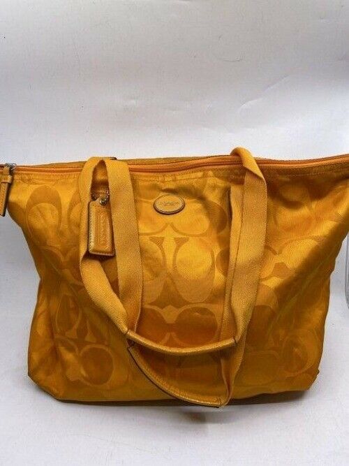 coach shopping xl orange fabric tote