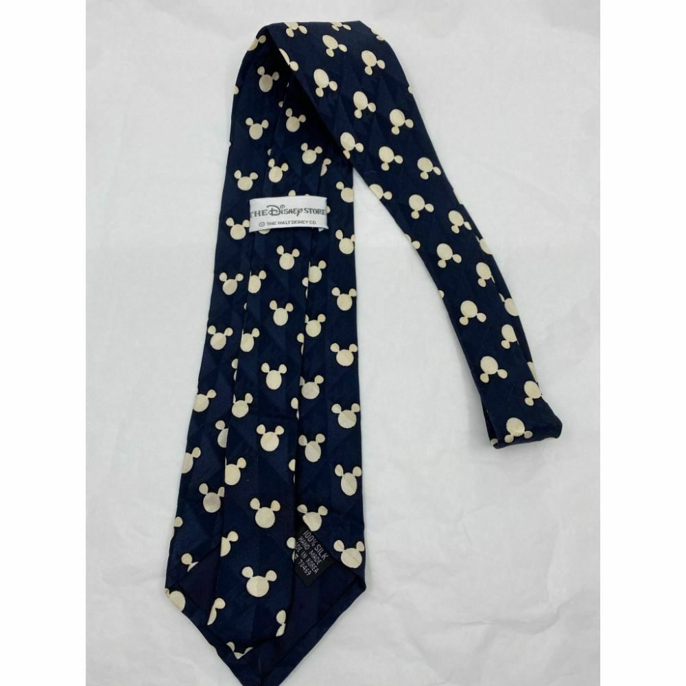 New! MICKEY MOUSE Disney Neck Tie Blue Cream 100% Silk Handmade
