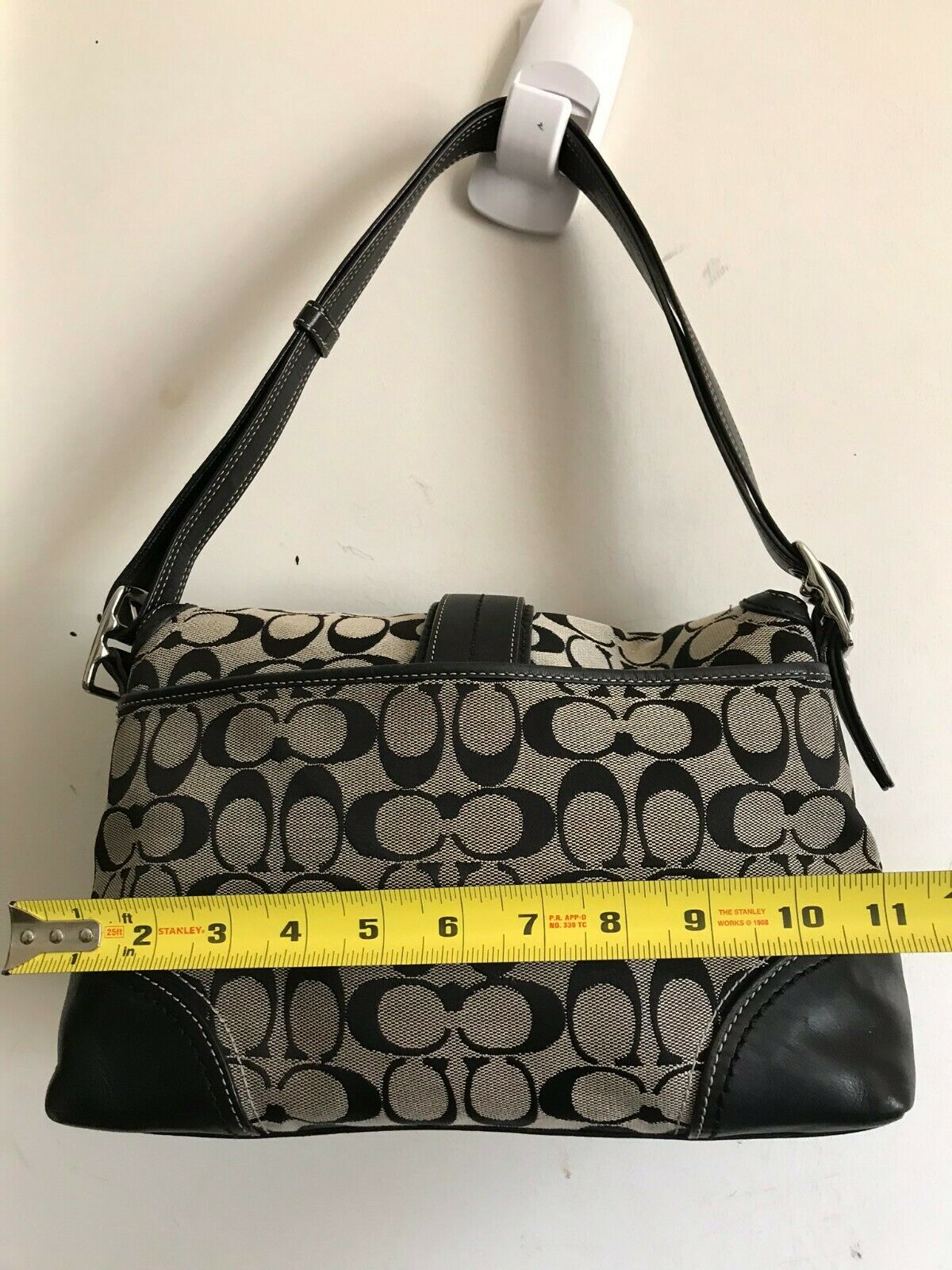 Coach Black Fabric Signature hand bag