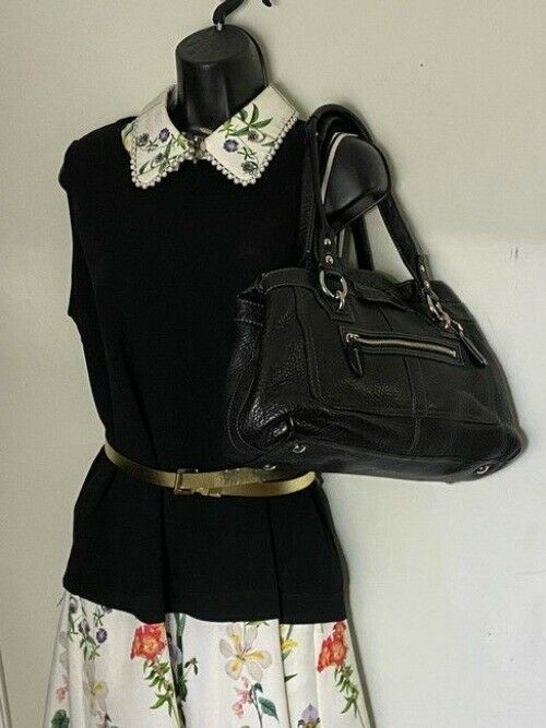 coach large black leather shoulder bag