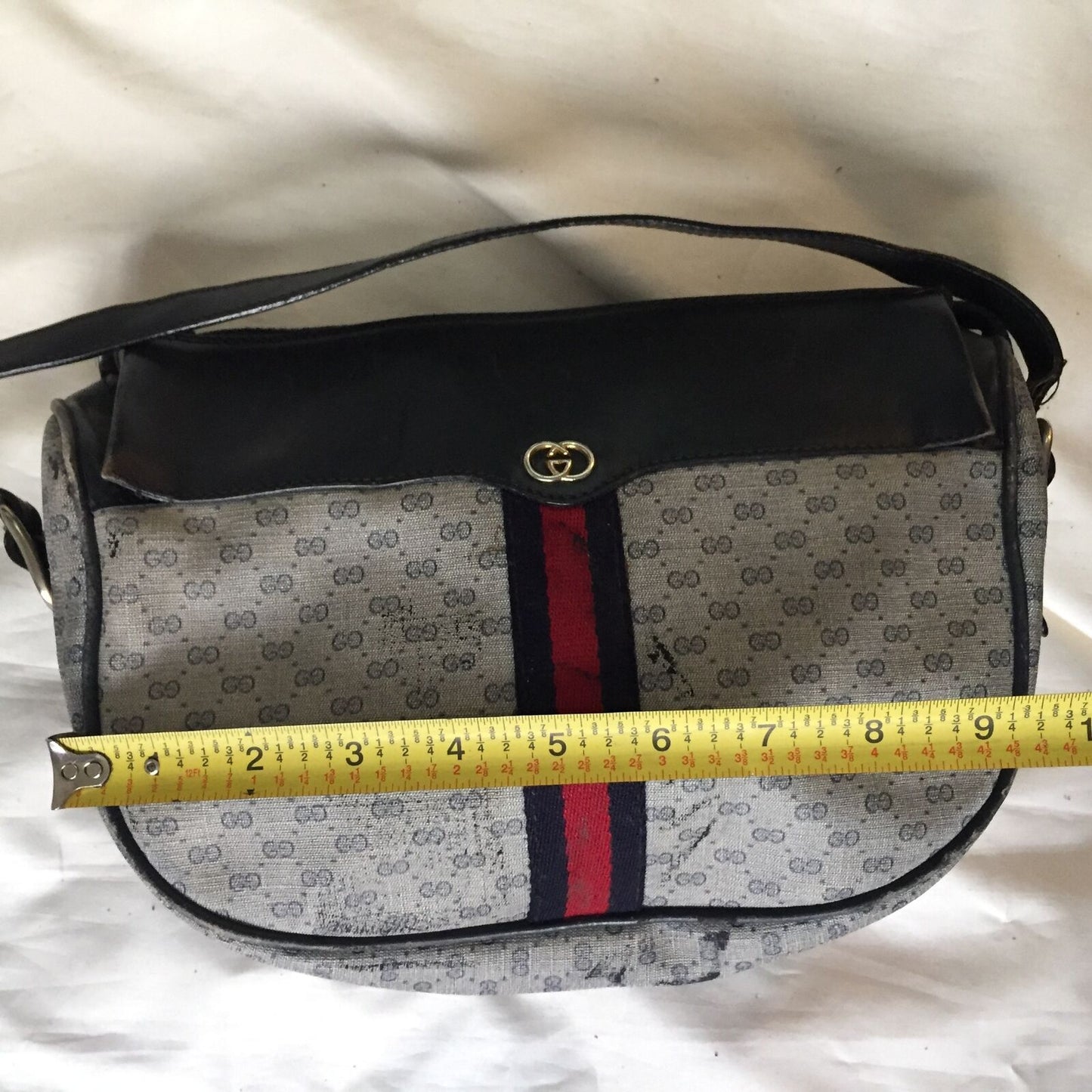 GUCCI Vintage Navy  Shoulder Bag All Over Signature